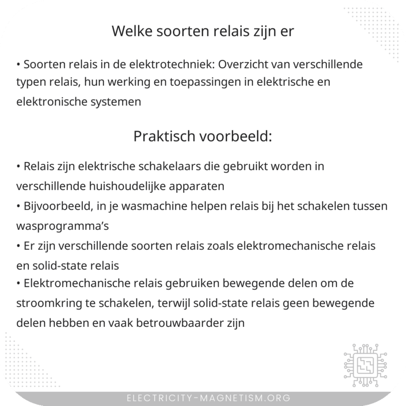 Welke soorten relais zijn er?