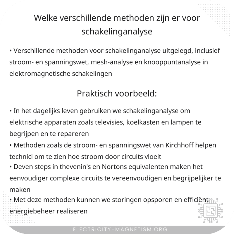 Welke verschillende methoden zijn er voor schakelinganalyse?