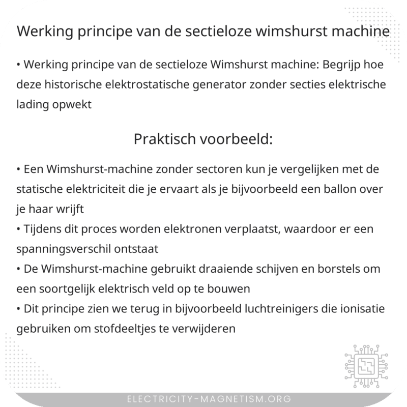 Werking Principe van de Sectieloze Wimshurst Machine