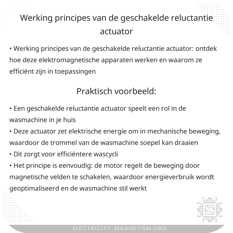 Werking principes van de geschakelde reluctantie actuator