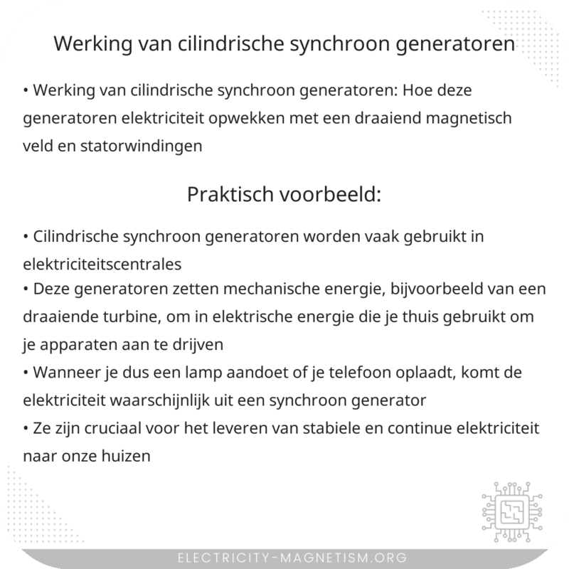 Werking van Cilindrische Synchroon Generatoren