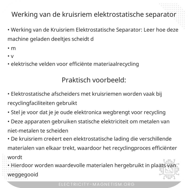 Werking van de Kruisriem Elektrostatische Separator