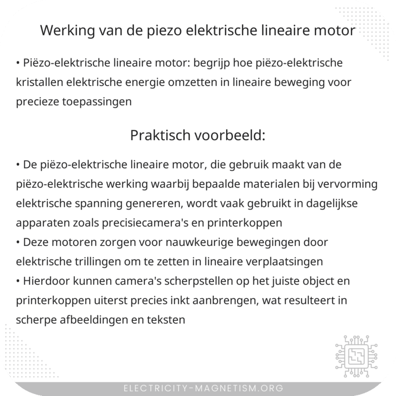 Werking van de Piëzo-elektrische Lineaire Motor