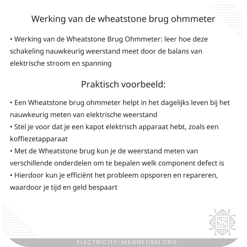 Werking van de Wheatstone Brug Ohmmeter