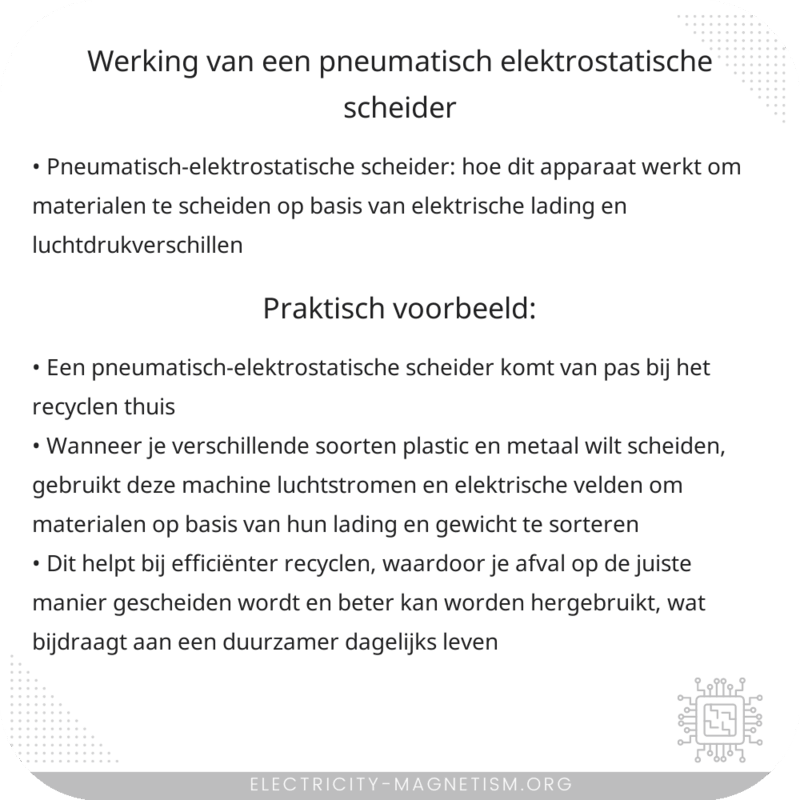 Werking van een Pneumatisch-Elektrostatische Scheider