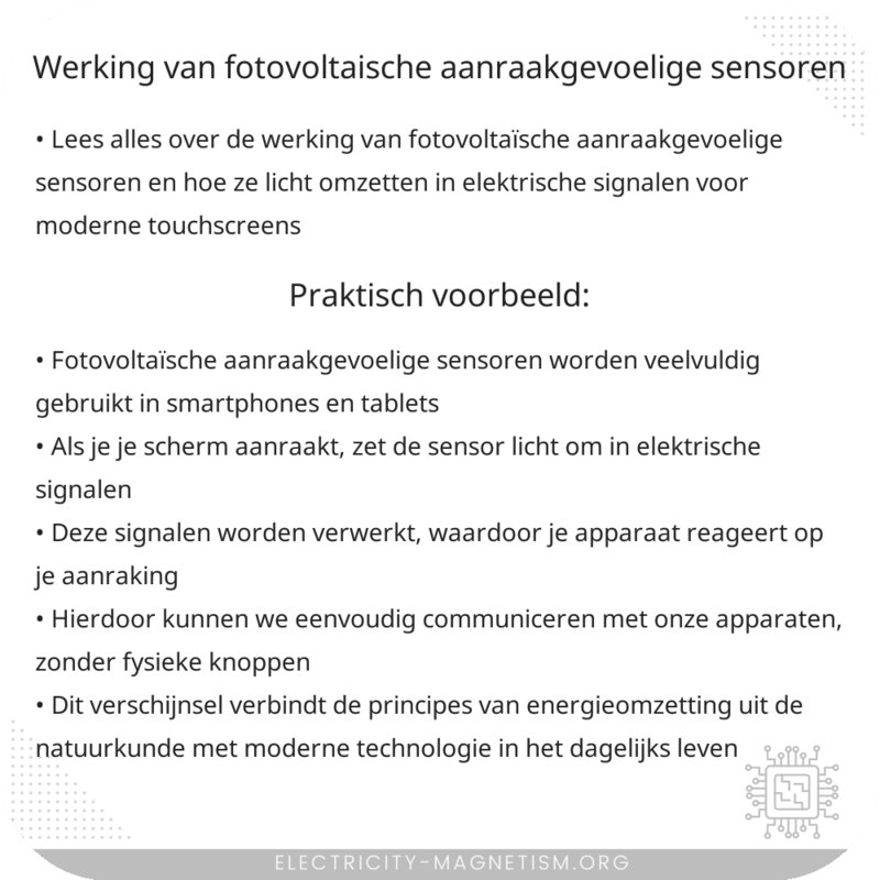 Werking van Fotovoltaïsche Aanraakgevoelige Sensoren