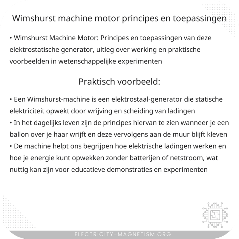 Wimshurst Machine Motor | Principes en Toepassingen