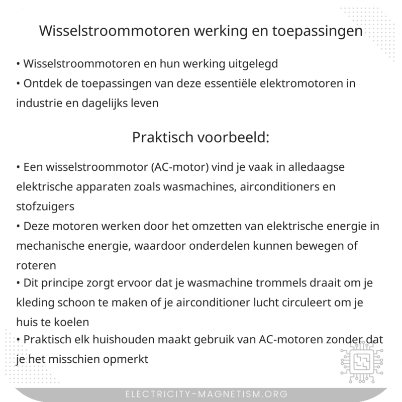 Wisselstroommotoren | Werking en Toepassingen