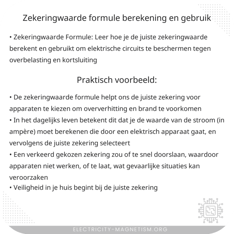 Zekeringwaarde Formule | Berekening en Gebruik