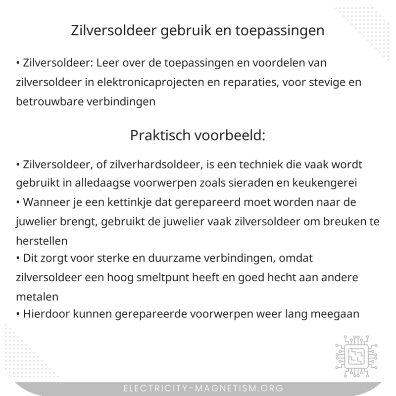 Zilversoldeer | Gebruik en Toepassingen