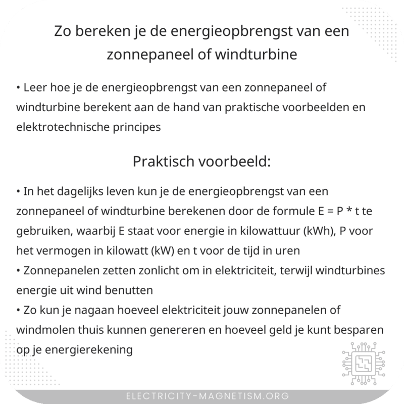 Zo bereken je de energieopbrengst van een zonnepaneel of windturbine