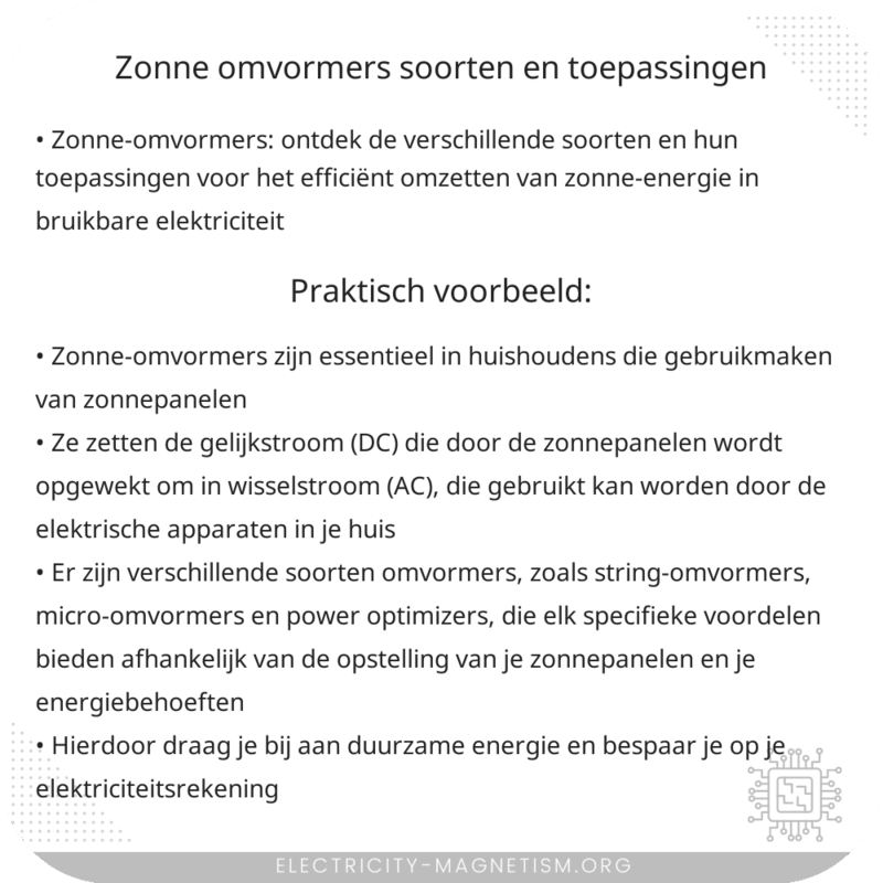 Zonne-omvormers | Soorten en Toepassingen