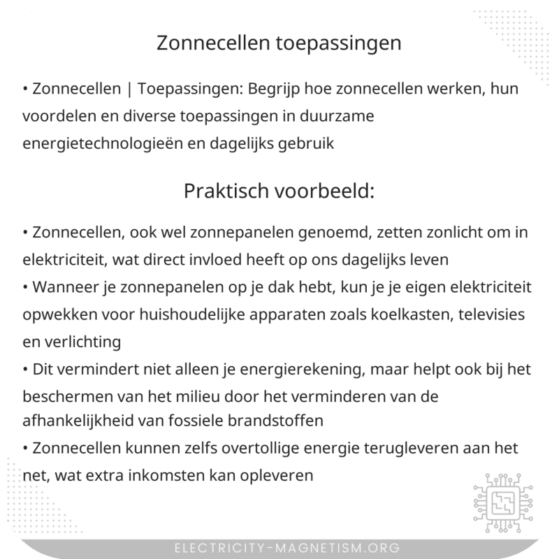 Zonnecellen | Toepassingen