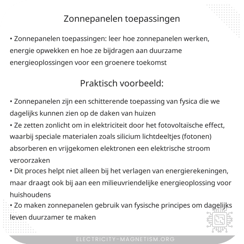 Zonnepanelen | Toepassingen