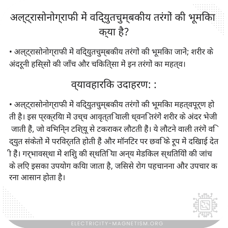 अल्ट्रासोनोग्राफी में विद्युतचुम्बकीय तरंगों की भूमिका क्या है?
