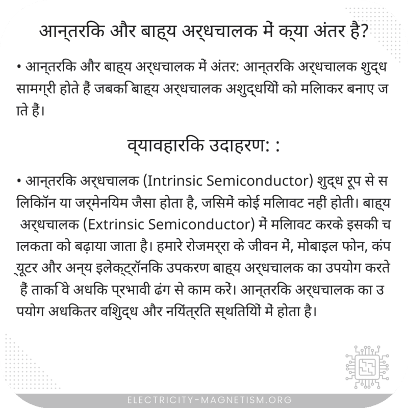 आन्तरिक और बाह्य अर्धचालक में क्या अंतर है?