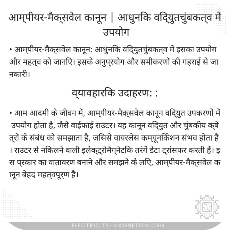 आम्पीयर-मैक्सवेल कानून | आधुनिक विद्युतचुंबकत्व में उपयोग