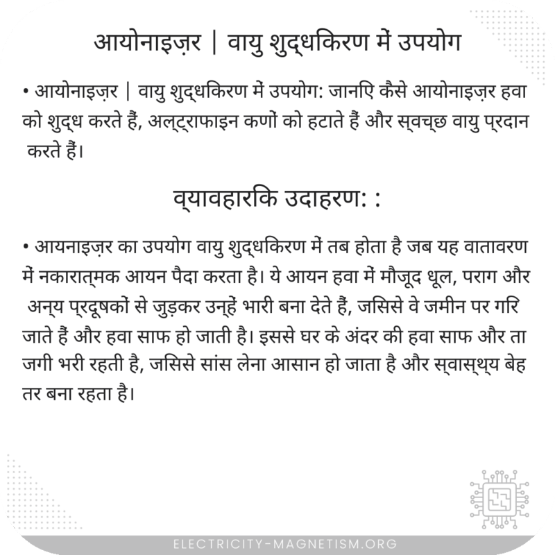 आयोनाइज़र | वायु शुद्धिकरण में उपयोग