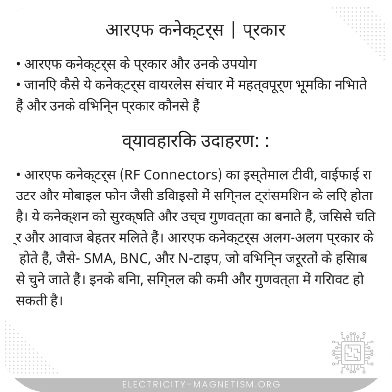 आरएफ कनेक्टर्स | प्रकार