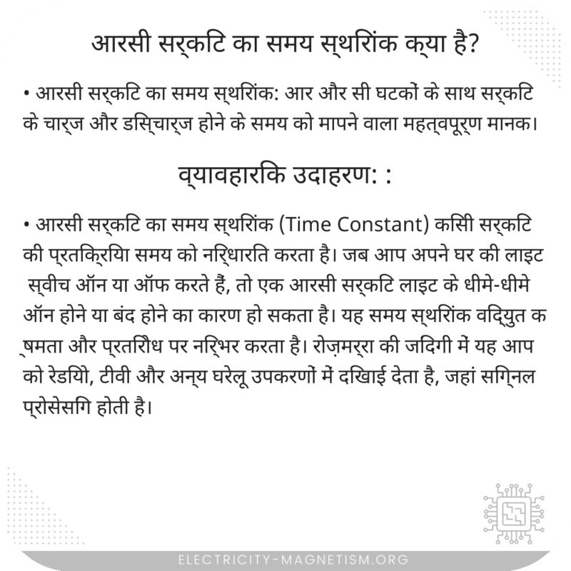 आरसी सर्किट का समय स्थिरांक क्या है?