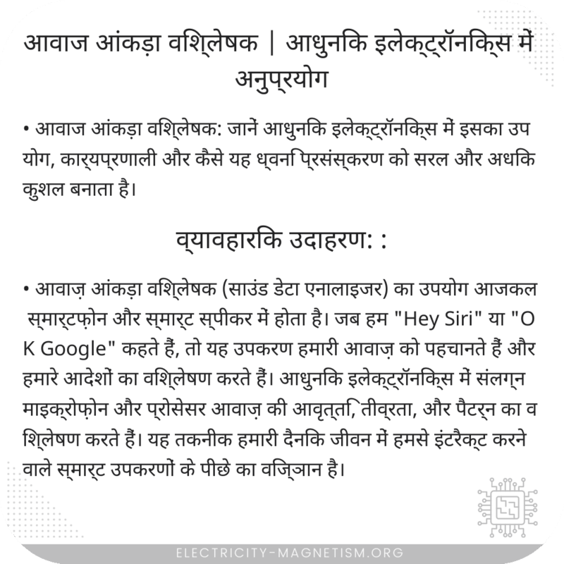आवाज आंकड़ा विश्लेषक | आधुनिक इलेक्ट्रॉनिक्स में अनुप्रयोग