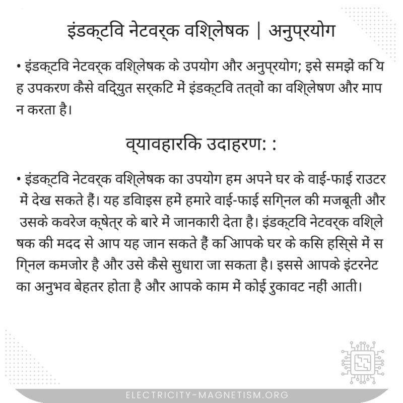 इंडक्टिव नेटवर्क विश्लेषक | अनुप्रयोग