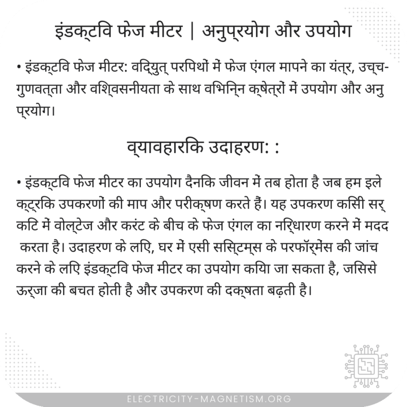 इंडक्टिव फेज मीटर | अनुप्रयोग और उपयोग