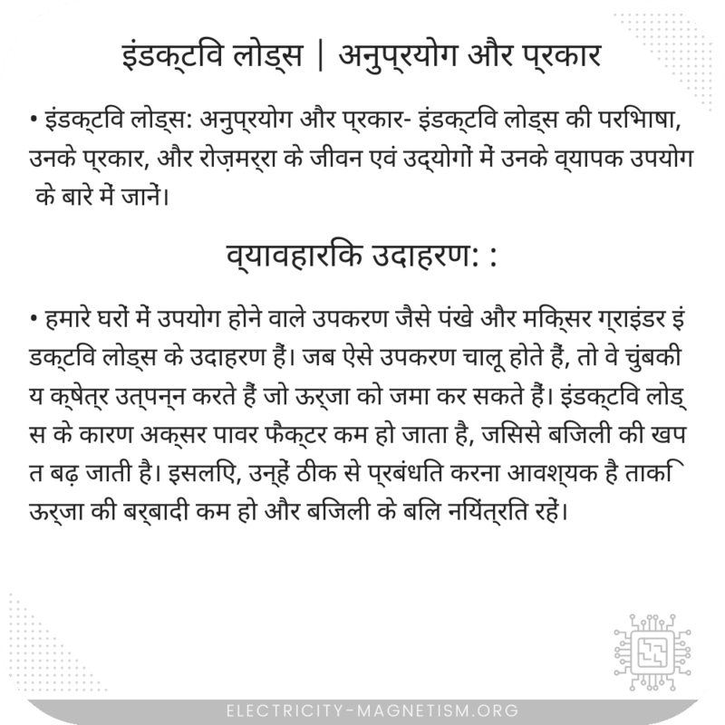 इंडक्टिव लोड्स | अनुप्रयोग और प्रकार