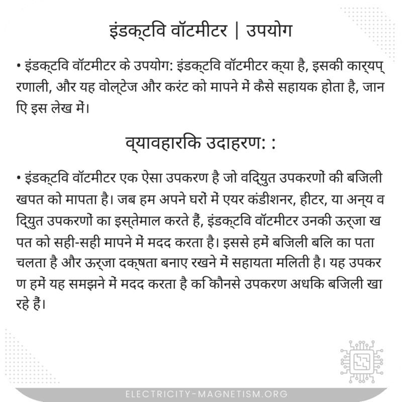 इंडक्टिव वॉटमीटर | उपयोग