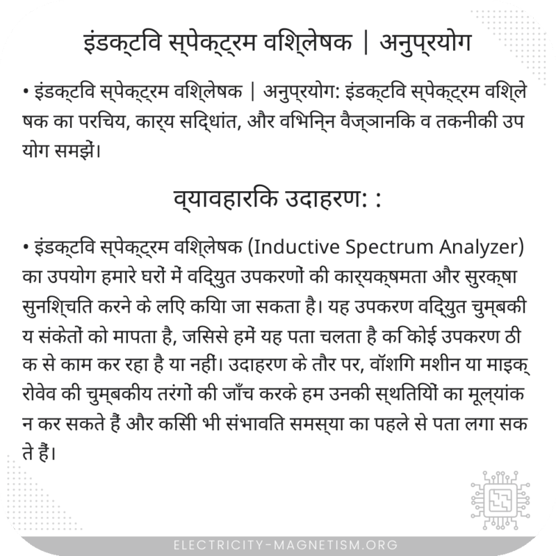 इंडक्टिव स्पेक्ट्रम विश्लेषक | अनुप्रयोग