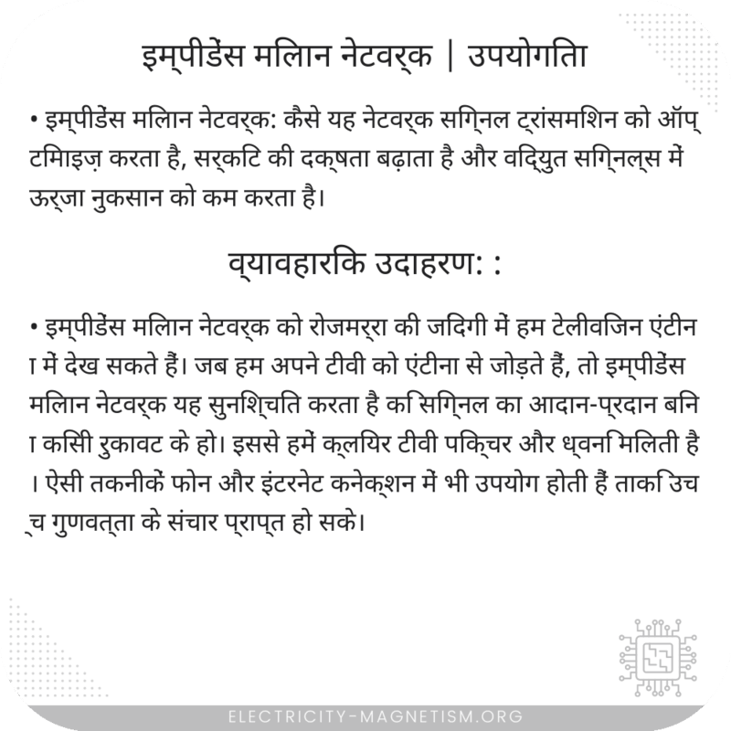 इम्पीडेंस मिलान नेटवर्क | उपयोगिता