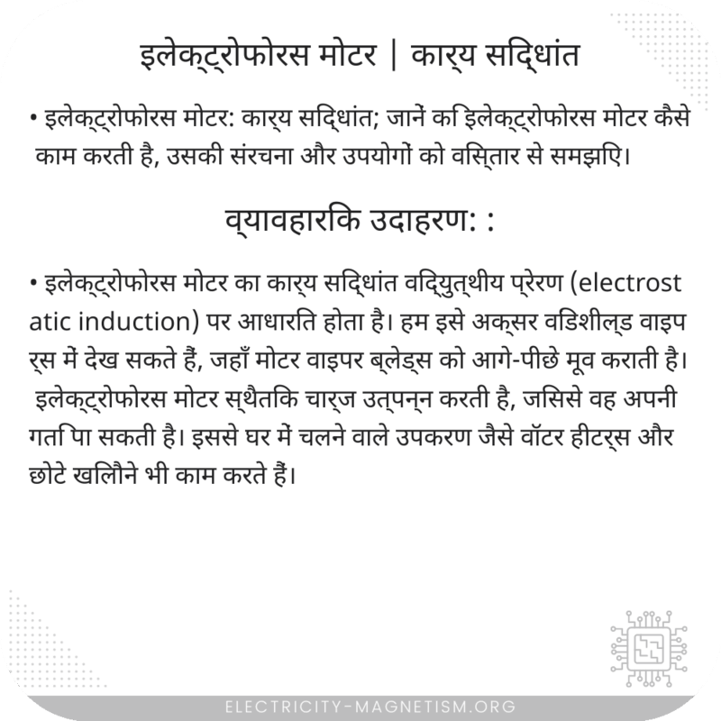 इलेक्ट्रोफोरस मोटर | कार्य सिद्धांत