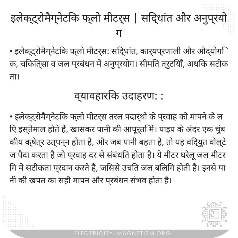 इलेक्ट्रोमैग्नेटिक फ्लो मीटर्स | सिद्धांत और अनुप्रयोग
