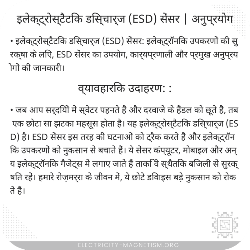 इलेक्ट्रोस्टैटिक डिस्चार्ज (ESD) सेंसर | अनुप्रयोग