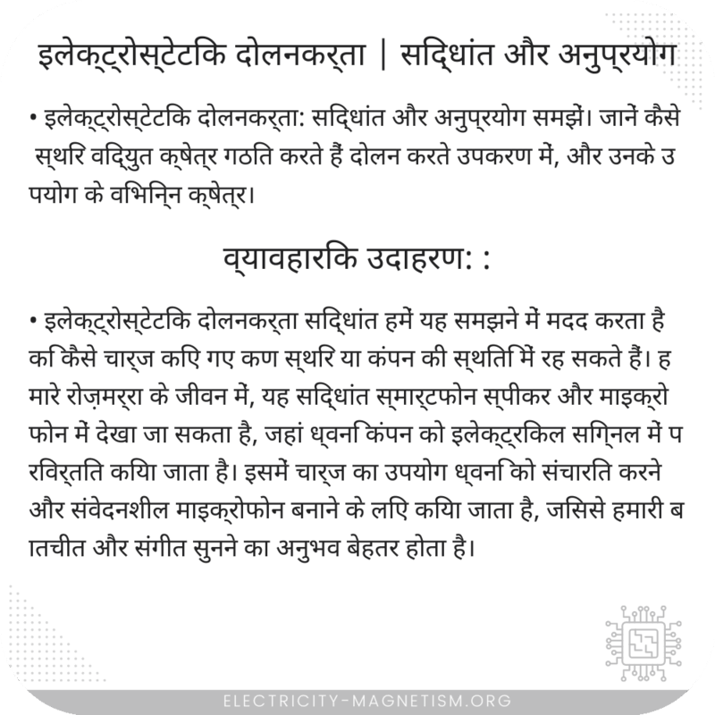 इलेक्ट्रोस्टेटिक दोलनकर्ता | सिद्धांत और अनुप्रयोग