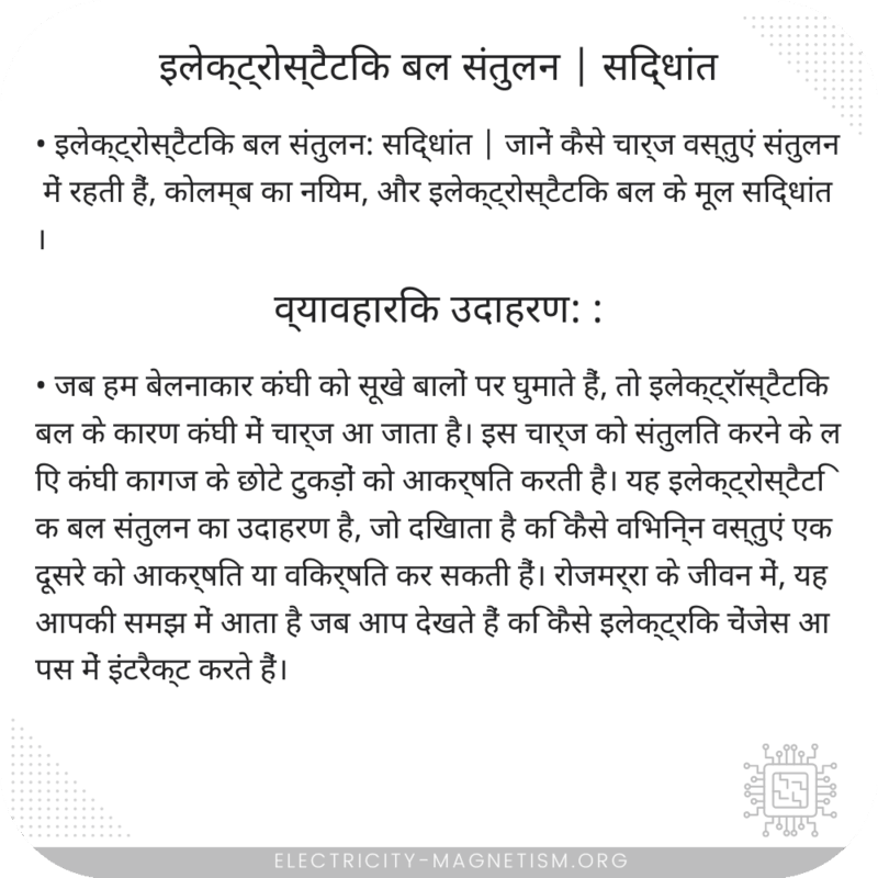इलेक्ट्रोस्टैटिक बल संतुलन | सिद्धांत