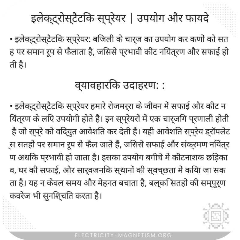 इलेक्ट्रोस्टैटिक स्प्रेयर | उपयोग और फायदे