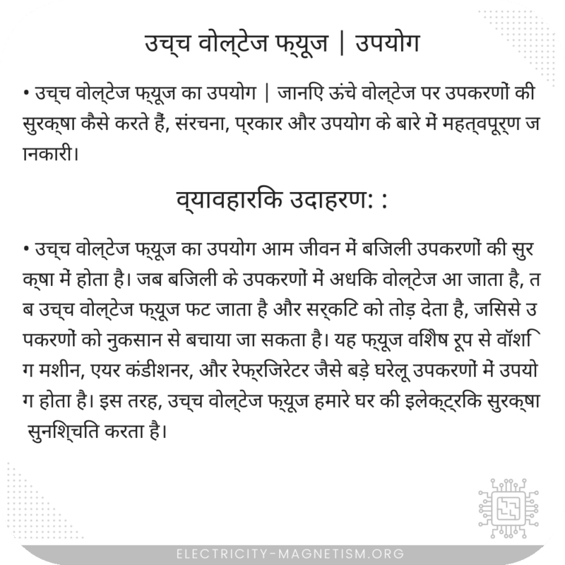 उच्च वोल्टेज फ्यूज | उपयोग