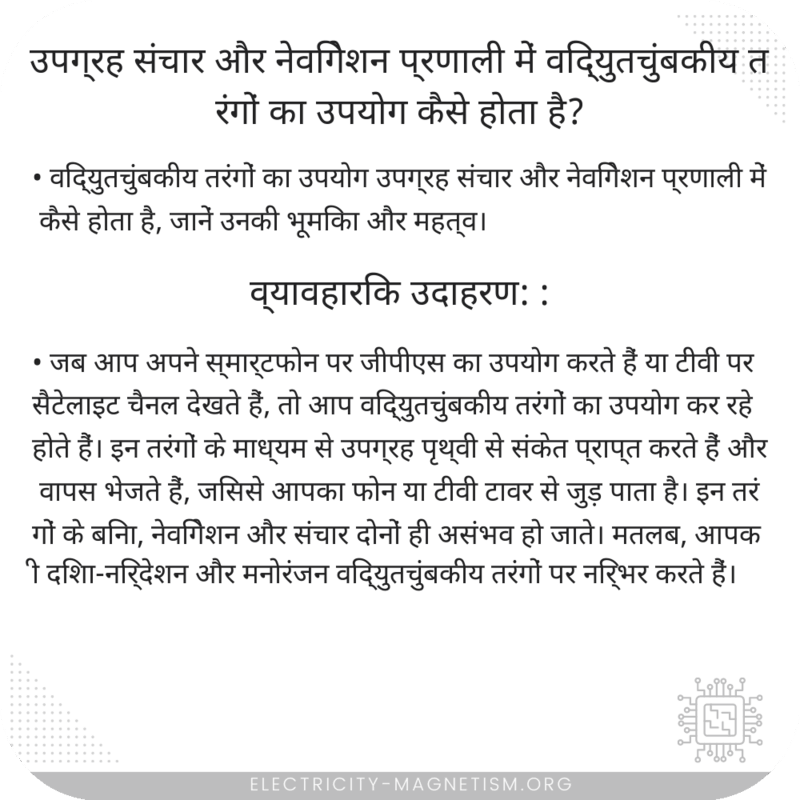 उपग्रह संचार और नेविगेशन प्रणाली में विद्युतचुंबकीय तरंगों का उपयोग कैसे होता है?