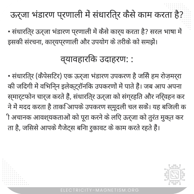 ऊर्जा भंडारण प्रणाली में संधारित्र कैसे काम करता है?