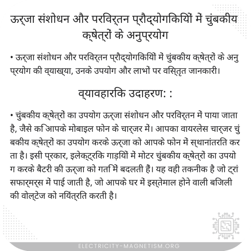 ऊर्जा संशोधन और परिवर्तन प्रौद्योगिकियों में चुंबकीय क्षेत्रों के अनुप्रयोग