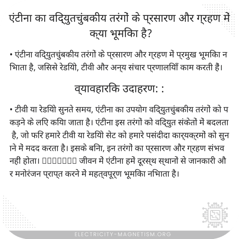 एंटीना का विद्युतचुंबकीय तरंगों के प्रसारण और ग्रहण में क्या भूमिका है?