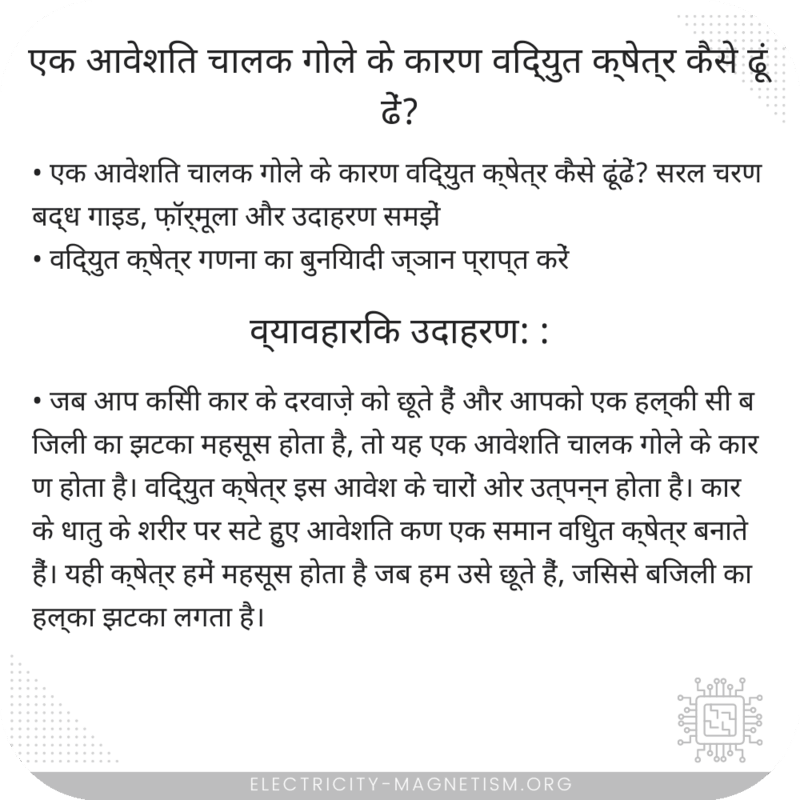 एक आवेशित चालक गोले के कारण विद्युत क्षेत्र कैसे ढूंढें?