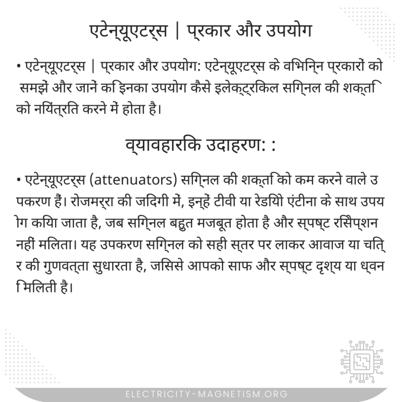 एटेन्यूएटर्स | प्रकार और उपयोग