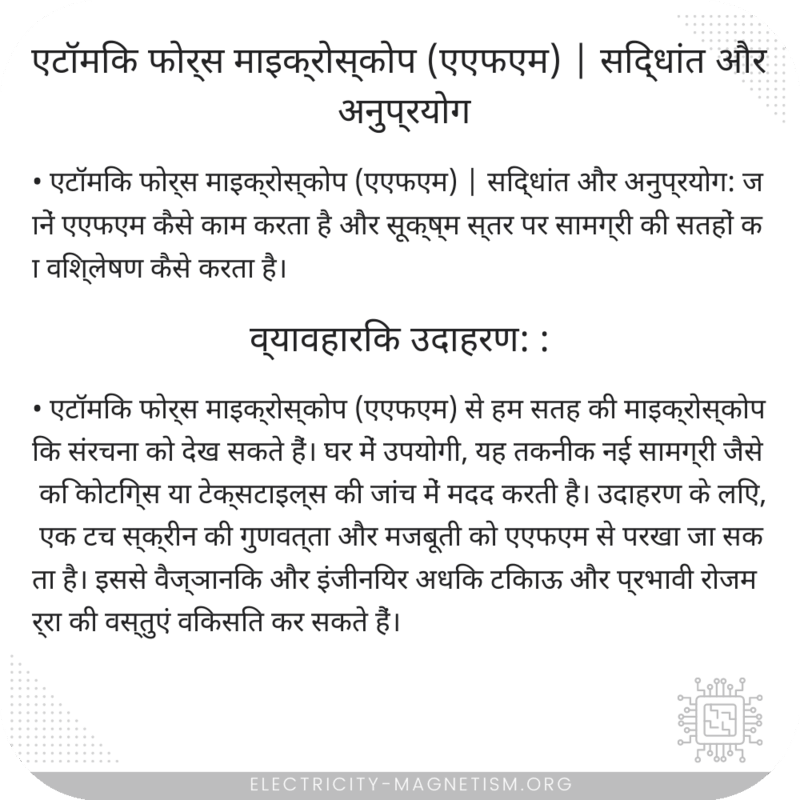 एटॉमिक फोर्स माइक्रोस्कोप (एएफएम) | सिद्धांत और अनुप्रयोग
