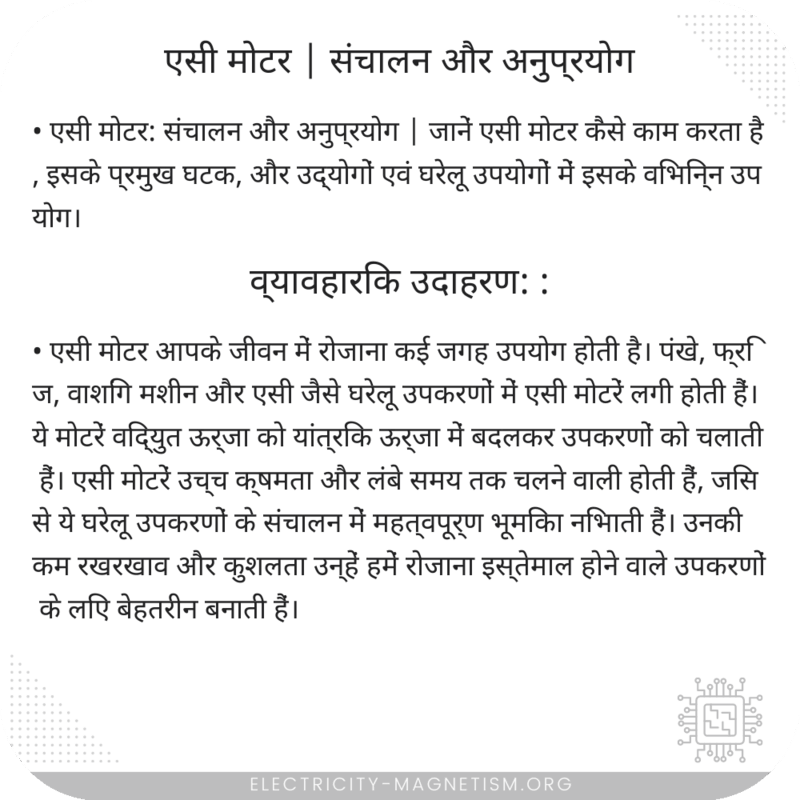 एसी मोटर | संचालन और अनुप्रयोग