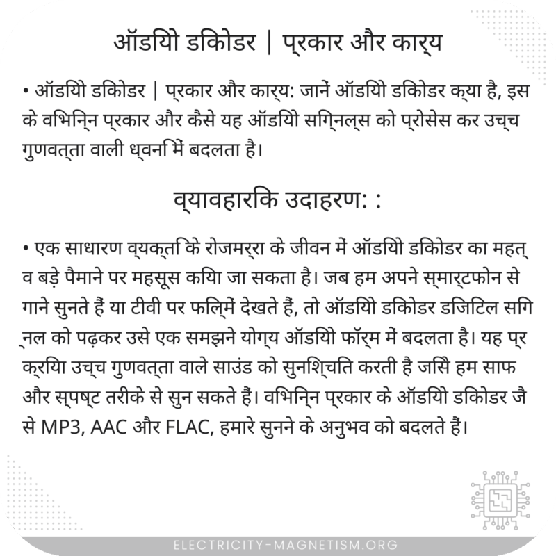 ऑडियो डिकोडर | प्रकार और कार्य