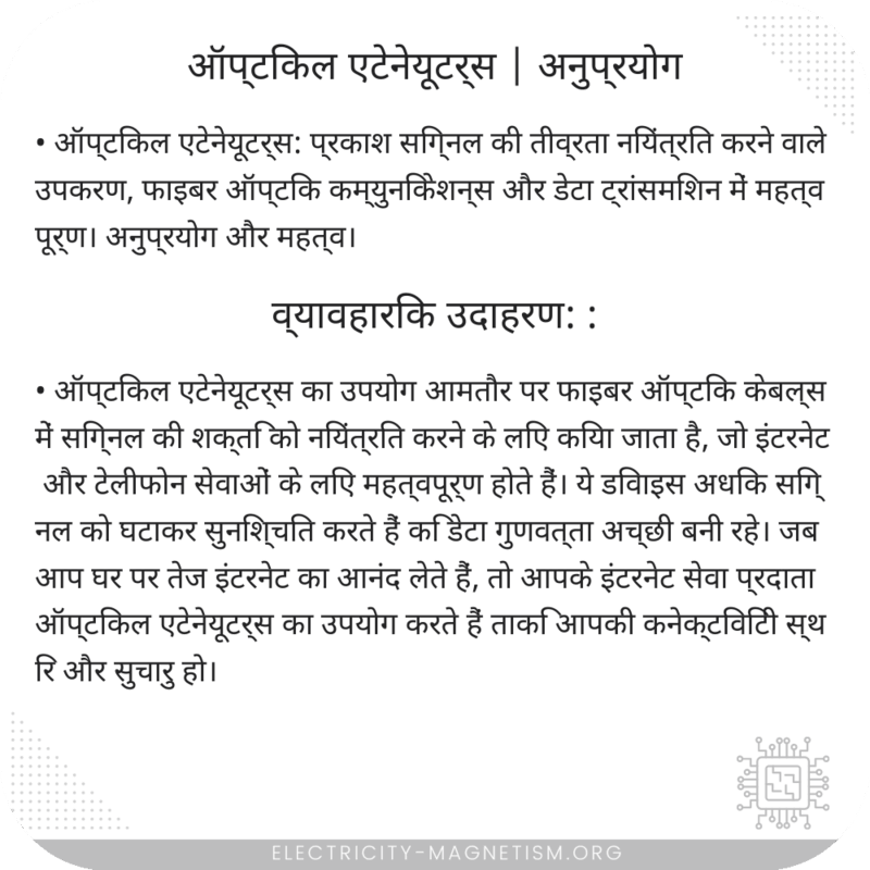 ऑप्टिकल एटेनेयूटर्स | अनुप्रयोग