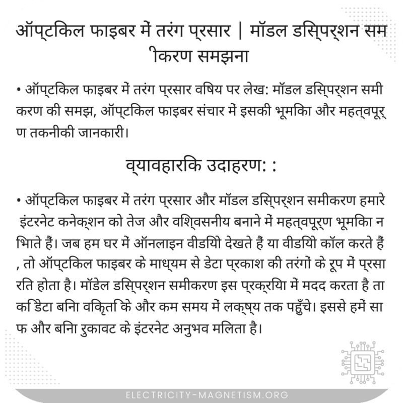 ऑप्टिकल फाइबर में तरंग प्रसार | मॉडल डिस्पर्शन समीकरण समझना