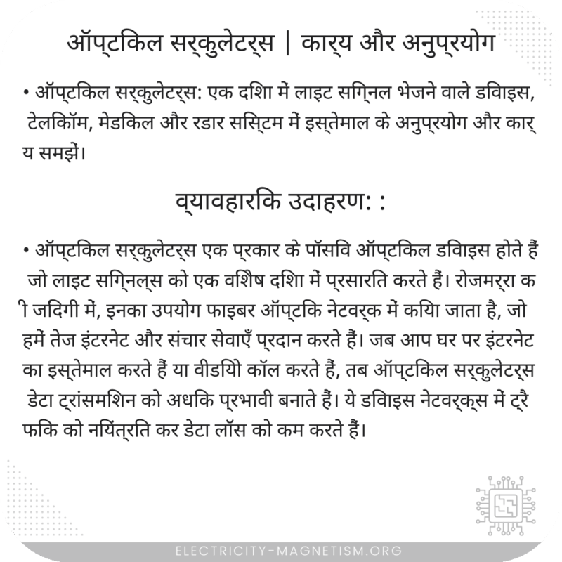 ऑप्टिकल सर्कुलेटर्स | कार्य और अनुप्रयोग